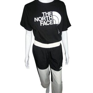 The North Face Women's‎ Black Cream Two Piece T‑Shirt Pants Set L XXL
